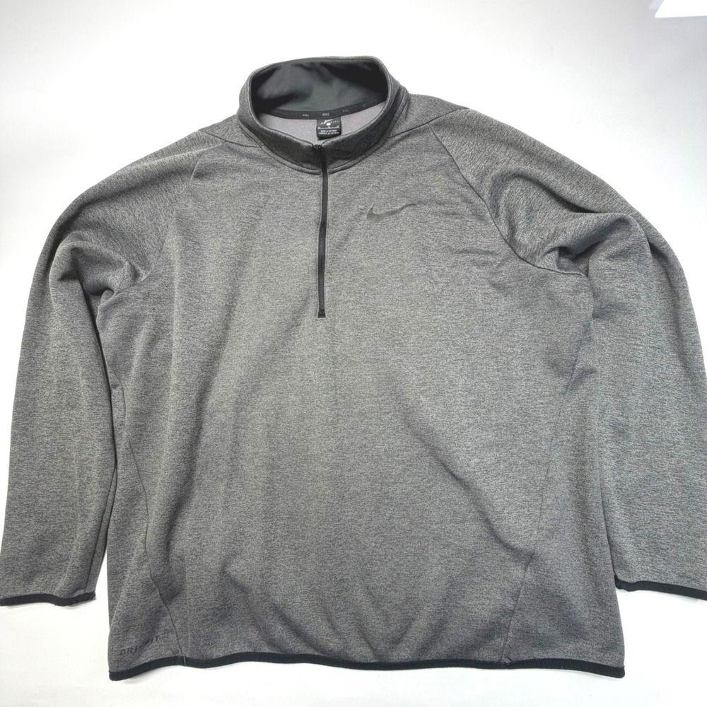 Nike Dri Fit Quarter Zip Pullover XL Gray Athletic Running Gym